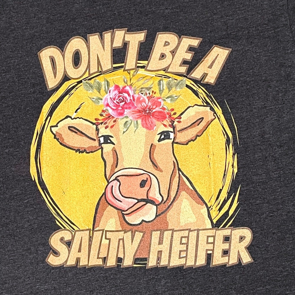 Bella Canvas Don't Be A Salty Heifer Graphic Tee Charcoal Heather Medium NEW